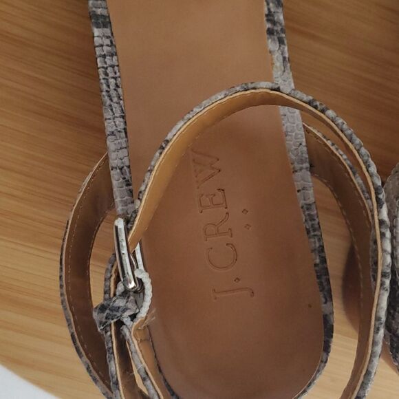 J. Crew Snake Print Square Heel Strappy Sandals Women's Shoe Size 8.5 - Picture 7 of 10